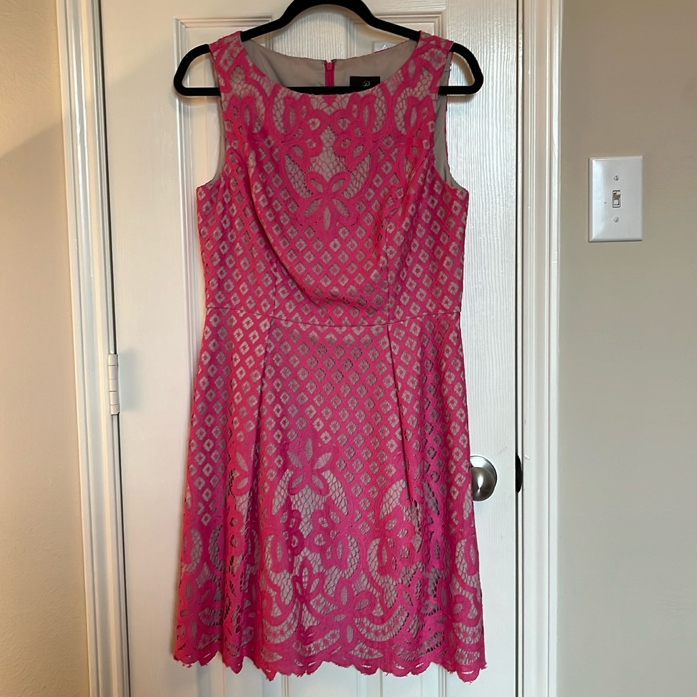 Adrianna Papell Pink Lace Dress